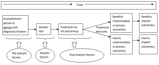 Figure 11–1. Generic analytic framework for evaluating predictive genetic tests 