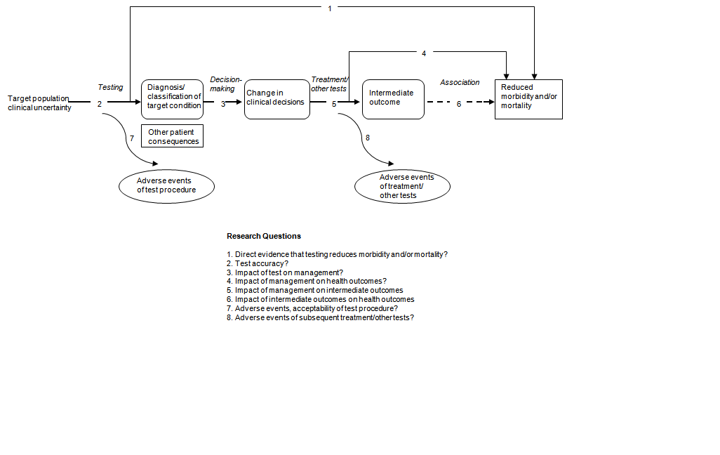 Figure 2–1. Application of USPSTF analytic framework to test evaluation*